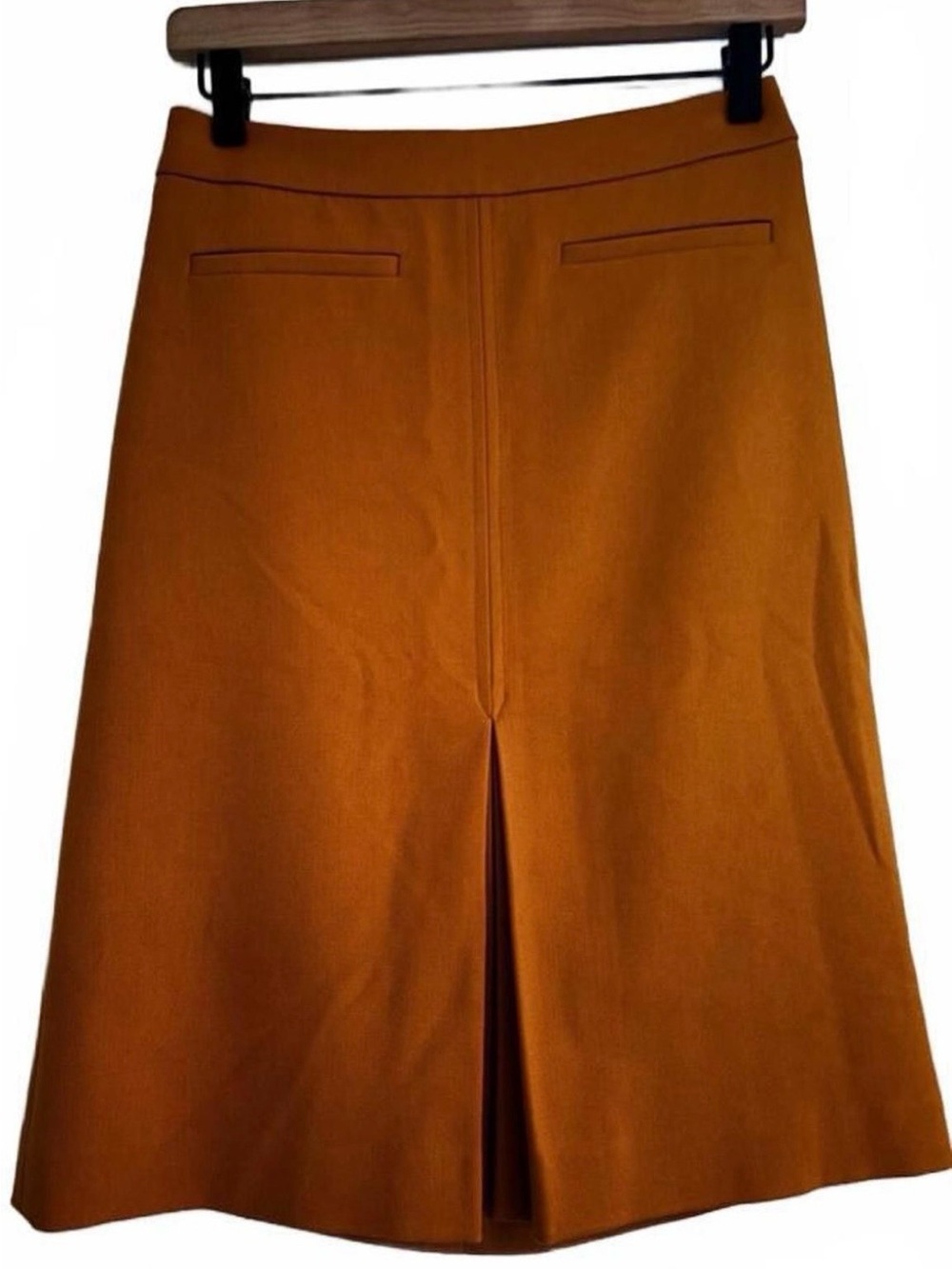 LOFT Burnt Orange Midi A-Line Skirt with Front Slit